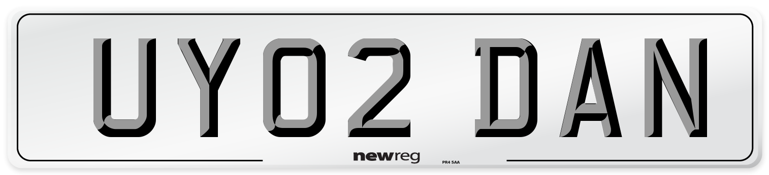 UY02 DAN Number Plate from New Reg